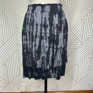 Raquel Allegra Black Gray Tie Dye‎ Layered Skirt Size 0 / US XS